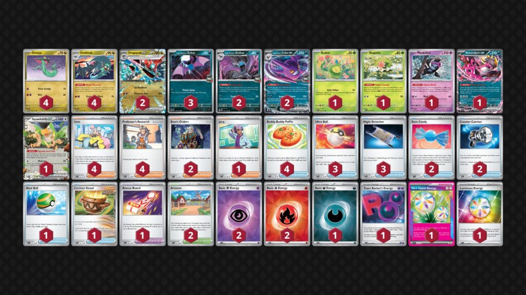 『ロケット団のクロバットex/ドラパルトex(Team Rocket's Crobat ex/Dragapult ex)』デッキ01